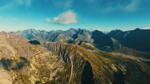 Flight over incredible epic mountain landscape.