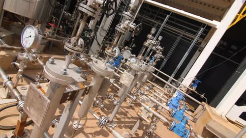 Pipeline System with Meters Near Cistern at Chemical Factory