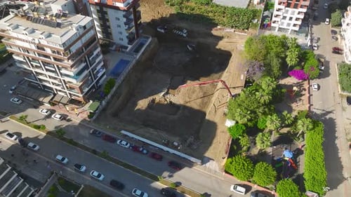 Site SetUp Drone View of Foundation Prep