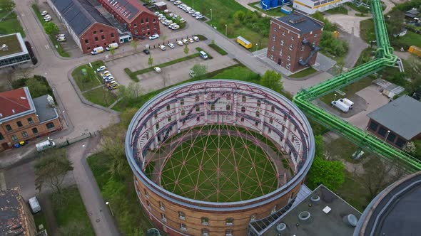 Aerial view of Leipzig Panometer , Leipzig , Germany, Buildings Stock ...