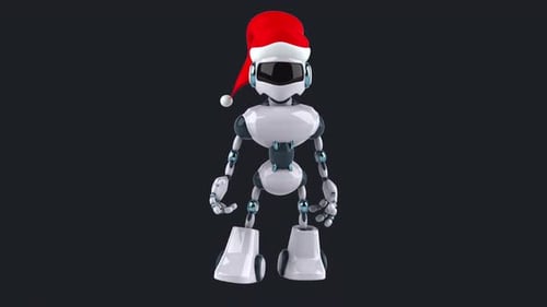 Fun 3D cartoon santa robot talking (with alpha channel)