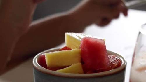 Close up of Fruit Bowl with Fork