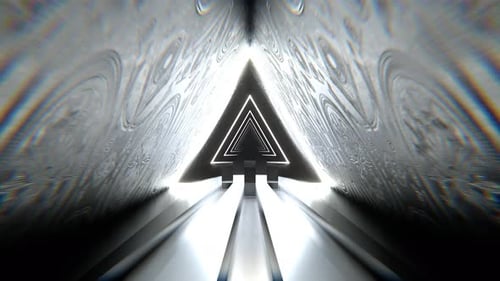 White Triangular Alien Neon Corridor Background Vj Loop I 4K