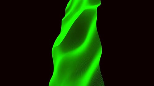 Abstract Green Wireframe Wave Loop Background