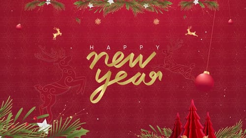 Christmas Happy New Year Red Background