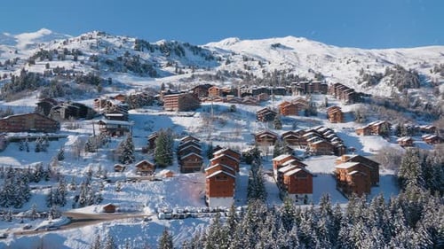 A Breathtaking Aerial View Showcasing the Picturesque Courchevel France During Wintertime