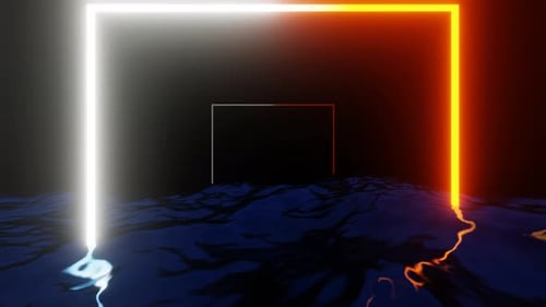 Orange und weiße Neonformen im Meereshintergrund Vj Loop in 4K