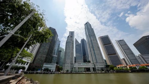 Horizonte del distrito central de negocios de Singapur