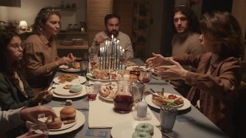 Family Celebrates Hanukkah With Traditional Dinner
