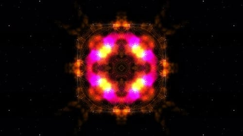 Abstract Glowing Kaleidoscope Mandala with Starry Background