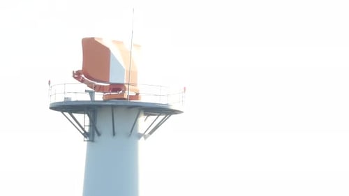 Airport aerodrome radar tower aviation guidance warning system close up rotating