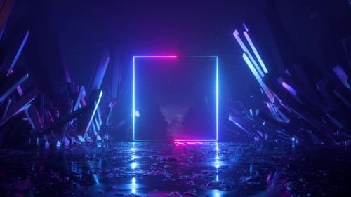 Abstract neon shapes with vibrant colors and fluid motion background