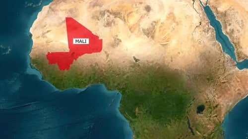 World Map Highlight of Mali Country Reveal