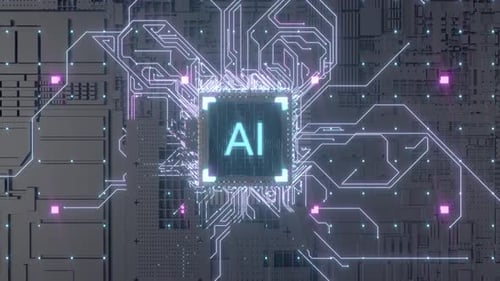 Procesador AI que se activa con conexiones de circuito brillantes