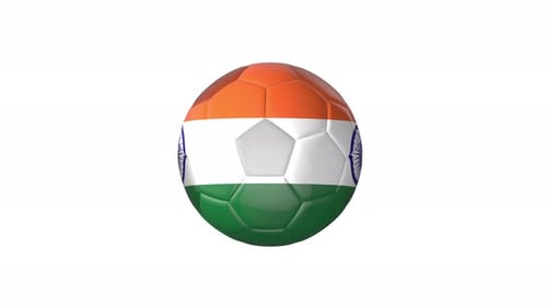 Rotating India Flag Soccer Ball on White Background