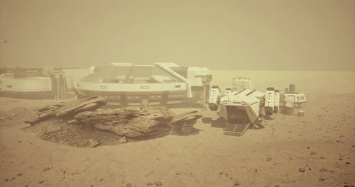 Futuristic Space Colony on Dusty Mars-like Planet