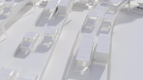 Aerial View of Abstract Cityscape Architecture Model