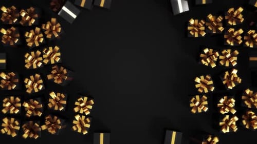 Elegant Black and Gold Gift Box Reveal Animation