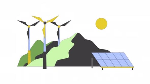 Renewable energy technologies cartoon animation