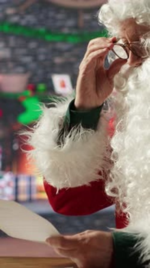 Vertical Video Saint Nick Checking His Correspondence and Reading Letters