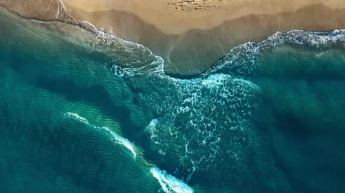 Aerial View Drone Over Beach Sea Beautiful Sea Waves