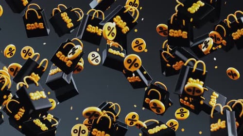 3D Animated Falling Shopping Bags with Sale and Percentage