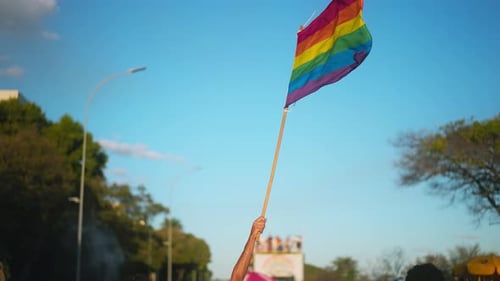 Pride Flag Waving on a Sunny Day