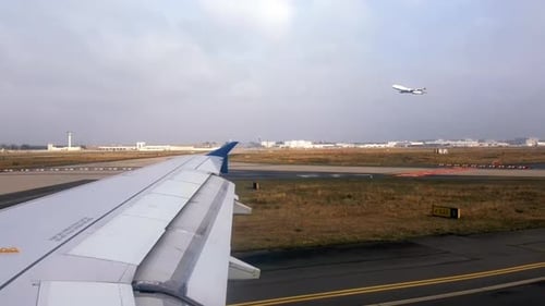 Airplane landing at an airport