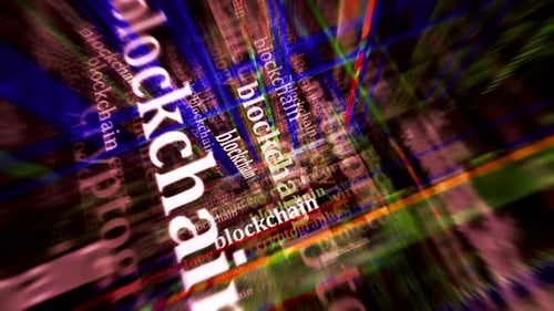 Blockchain news titles media with seamless looped screens