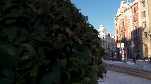 Reveal of Gran Via, Madrid, in the Snow