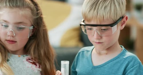 Science, education and children chemical experiment of students building knowledge development