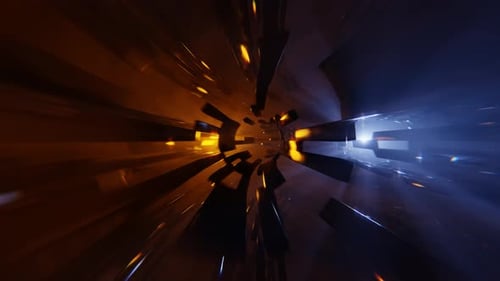 Blue And Orange Spectacular Beautiful Sci Fi Infinity Tunnel Background Vj Loop I 4K