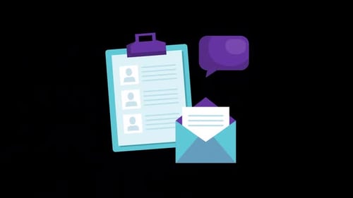 Message Bubble with Clipboard and Envelope – Business Networking Concept Alpha Channel