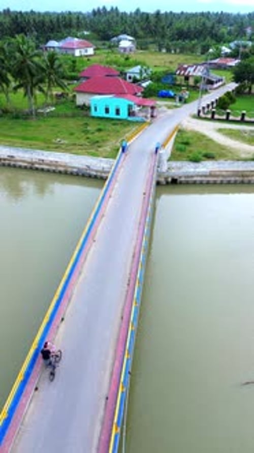 Aerial Footage of Family Cycling Outdoors