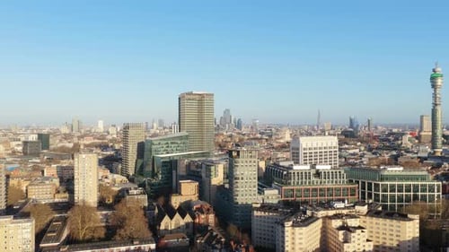 Urban Panorama Showing London Cityscape with BT Tower Modern Architecture Business District