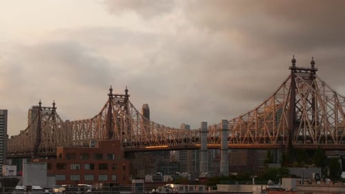New York City Manhattan Midtown Skyline From Queens Queensboro Bridge USA Cityscape From Rooftop