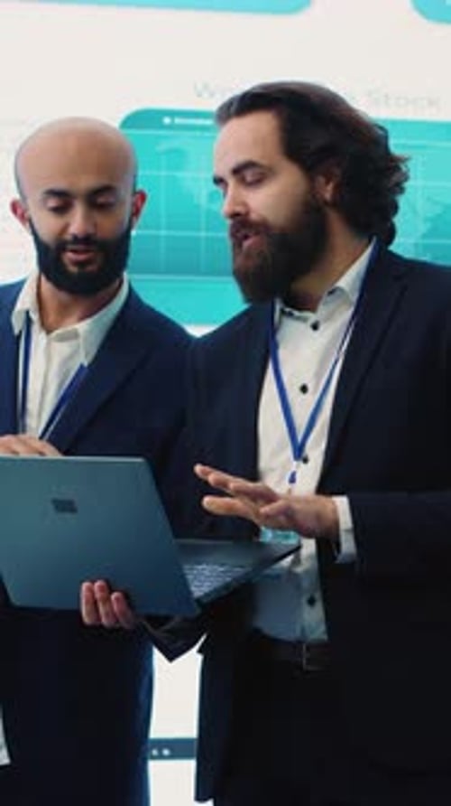 Vertical Video Team of Investors Analyzing Profit Amount and Making Decisions