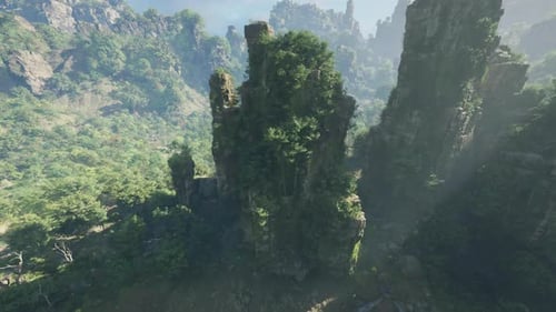 A Breathtaking Aerial View of a Majestic Mountain Landscape in China