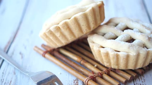 Mini Tarts with Lattice on Serving Mat