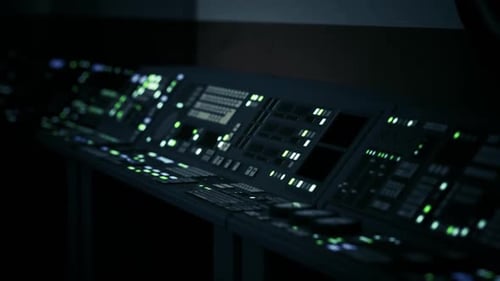 Futuristic Lab Controls with Lit Buttons for Advanced Research