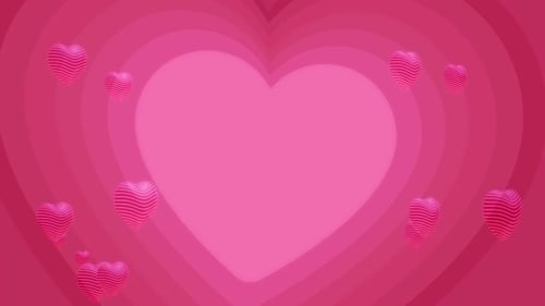 Sweet Pink Heart Tunnel Loop Background with Floating Hearts