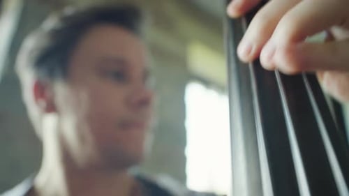 Musician Playing Double Bass