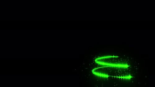 Glühende grüne Weihnachtsbaumanimation mit gelben Sternlichtpartikeln auf schwarzem Hintergrund