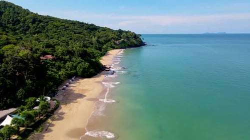 Aerial View From Drone at a Tropical Beach in Koh Lanta Thailand