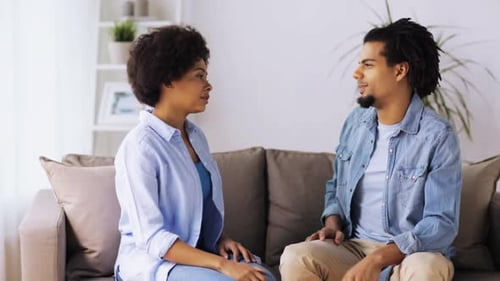 People, Relationship Difficulties, Conflict and Family Concept - Unhappy Couple Having Argument