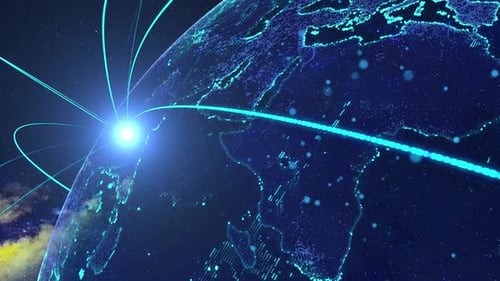 Digital Global Network Connections on Rotating Earth
