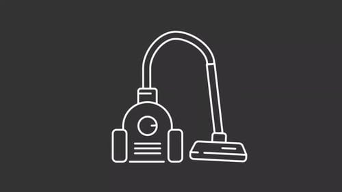 Flat Design Animated Vacuum Cleaner Line Icon