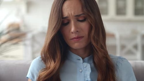 Closeup Sad Business Woman Checking Phone Content At Remote Office. Attractive Girl Getting Bad N...