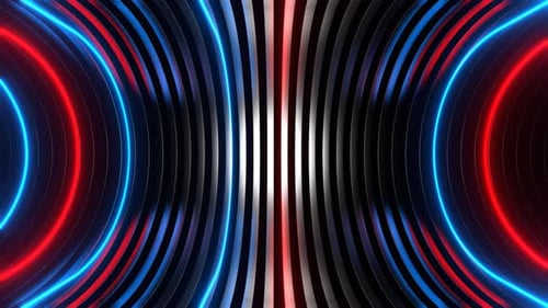 Red And Blue Neon Oval Side Tunnel Background Vj Loop In 4K