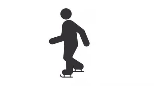 Flat Design Animated Icon of Person Ice Skating